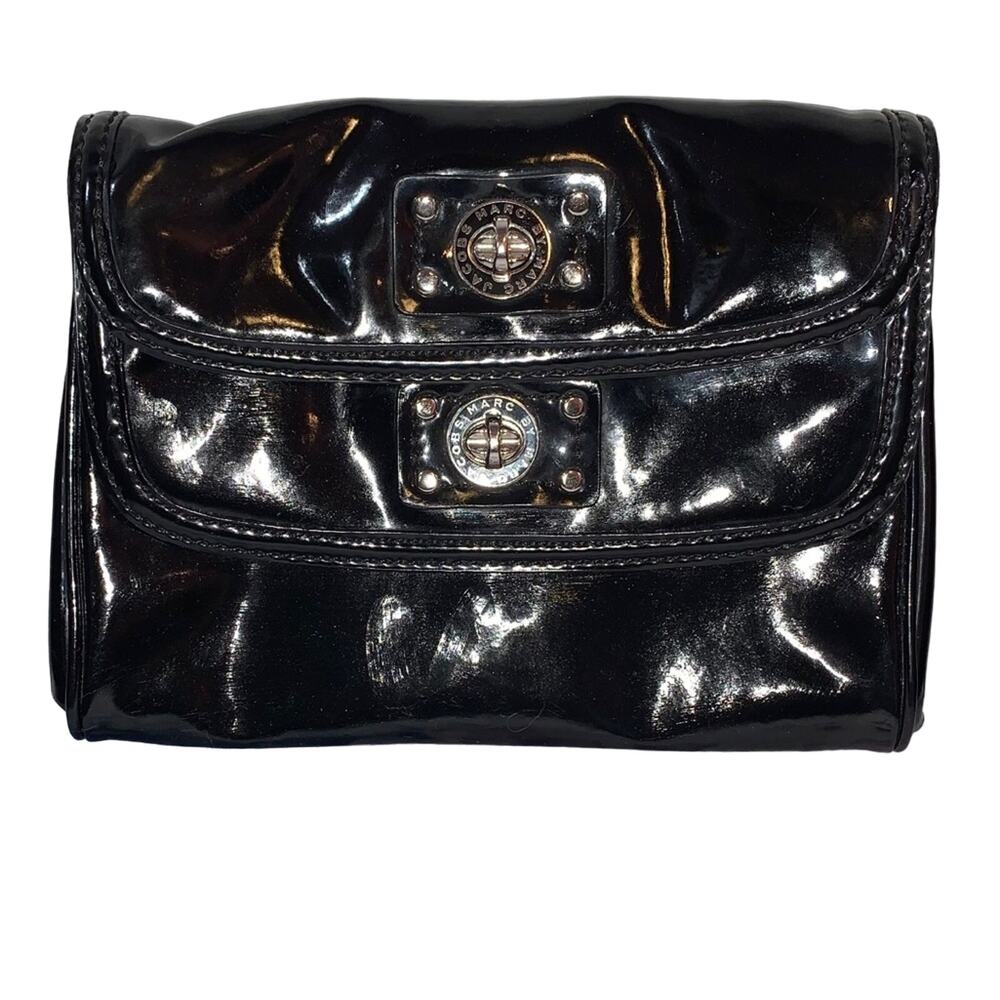Marc by Marc Jacobs Patent Leather Clutch Black Turn Lock‎ Foldover Bag